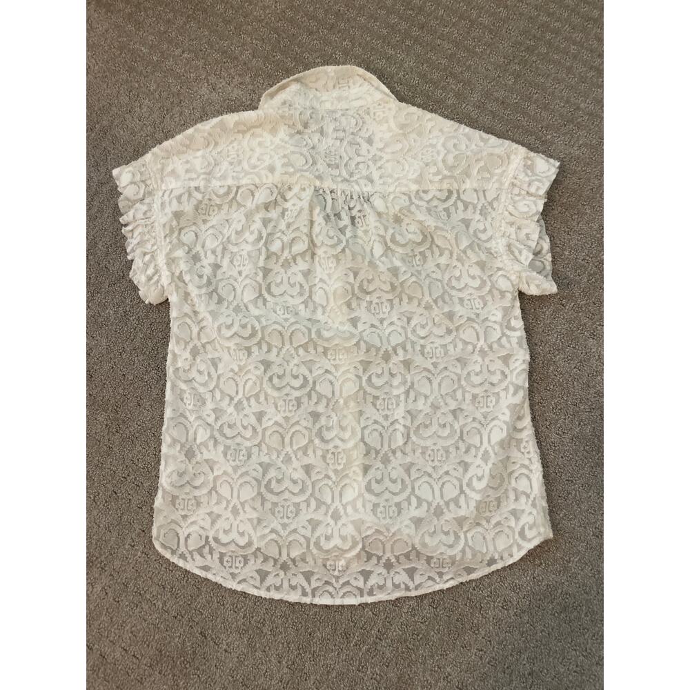 Go By Go Silk Off White Button Down Flutter Short… - image 5